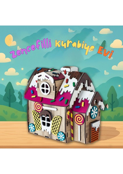 🎄 Zencefilli Kurabiye Evi – Mini Ahşap Book Nook – Kendin Yap Yılbaşı Evi Maketi
