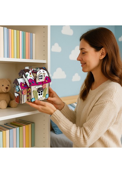 🎄 Zencefilli Kurabiye Evi – Mini Ahşap Book Nook – Kendin Yap Yılbaşı Evi Maketi fiyatları