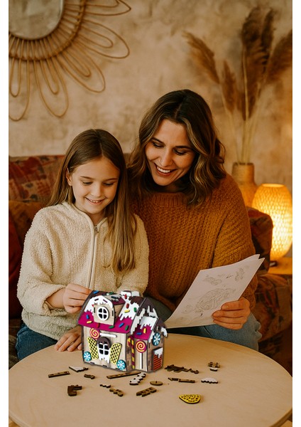 🎄 Zencefilli Kurabiye Evi – Mini Ahşap Book Nook – Kendin Yap Yılbaşı Evi Maketi modelleri