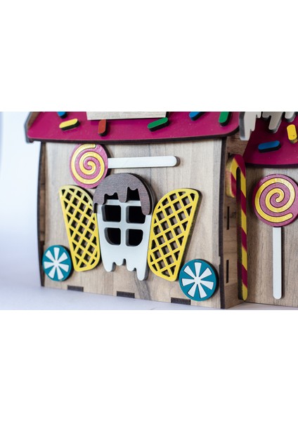 🎄 Zencefilli Kurabiye Evi – Mini Ahşap Book Nook – Kendin Yap Yılbaşı Evi Maketi