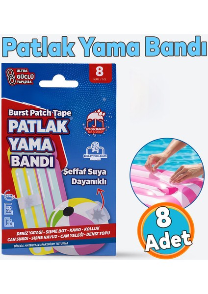 Patlak Yama Bandı Deniz Yatağı Deniz Topu Şişme Havuz Tamir Bandı Suya Dayanıklı 8 Adet