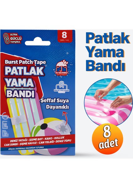 Patlak Yama Bandı Deniz Yatağı Deniz Topu Şişme Havuz Tamir Bandı Suya Dayanıklı 8 Adet modelleri