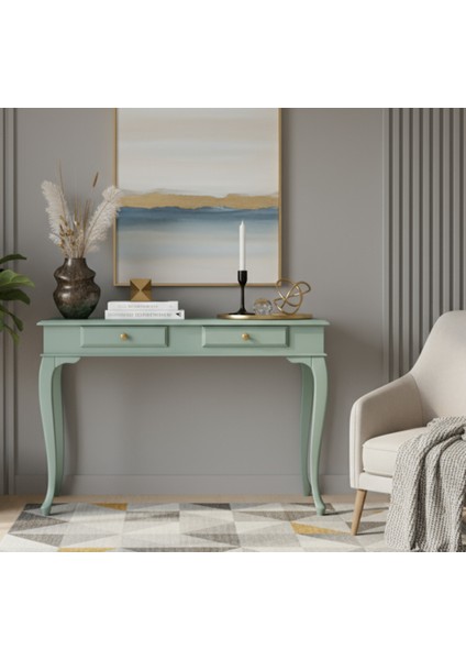 110 cm Masif Lükens Su Yeşili Çalışma Masası