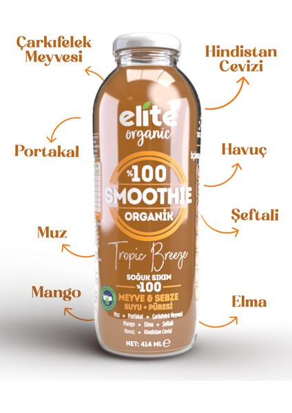 Organik Smoothıe Tropıc Breeze 414 Ml