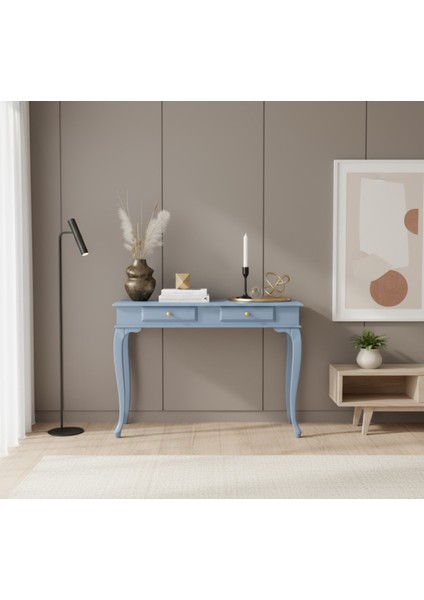 110 cm Masif Lükens Açık Mavi Çalışma Masası