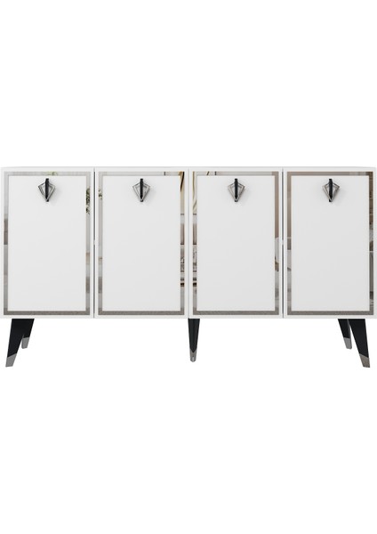 8211-32DD KB150 Konsol, Tv Ünitesi Beyaz-Siyah-Gümüş modelleri