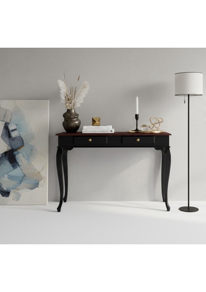 120 cm Masif Lükens Siyah Ceviz Çalışma Masası