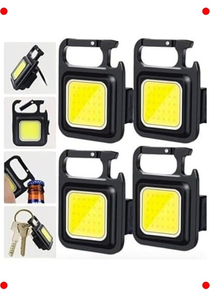 Çok Fonksiyonlu USB Şarj Edilebilir Cep El Feneri (4'lü Set)