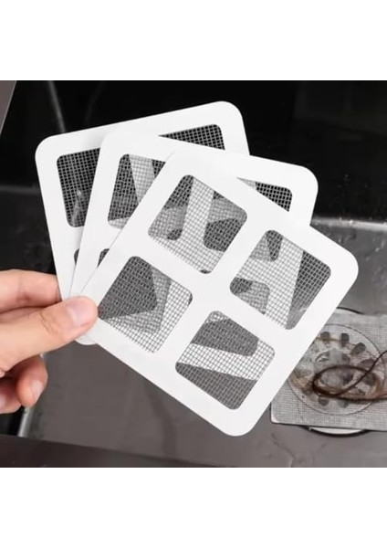 Yapışkanlı Banyo Gider Süzgeci 10'lu Set 10X10 cm