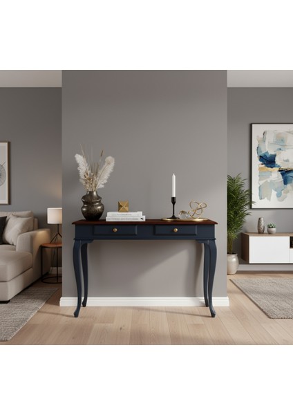 100 cm Masif Lükens Lacivert Ceviz Çalışma Masası