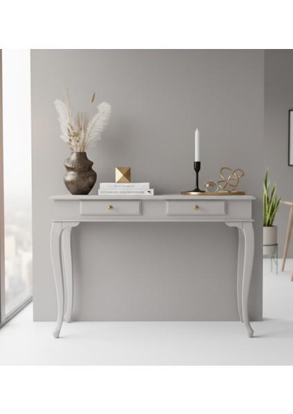 110 cm Masif Lükens Açık Gri Çalışma Masası