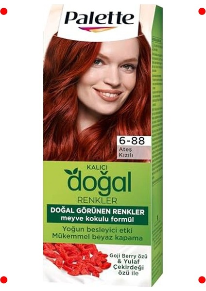 Kalıcı Doğal Renkler Saç Boyası - Ateş Kızılı