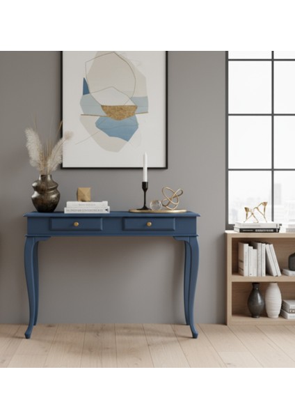 100 cm Masif Lükens Mavi Çalışma Masası