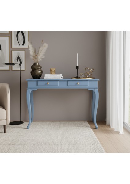 120 cm Masif Lükens Açık Mavi Çalışma Masası