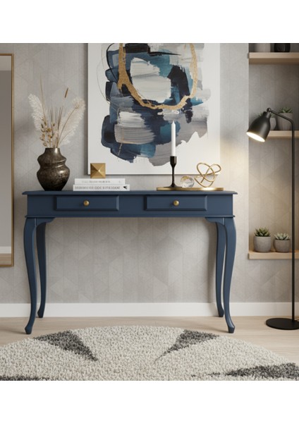 120 cm Masif Lükens Koyu Mavi Çalışma Masası