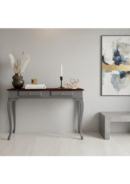 110 cm Masif Lükens Gri Ceviz Çalışma Masası