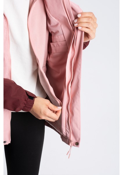 Kadın Çift Renkli İçi Polarlı Kapüşonlu Kaban