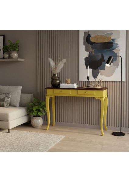 100 cm Masif Lükens Sarı Ceviz Çalışma Masası