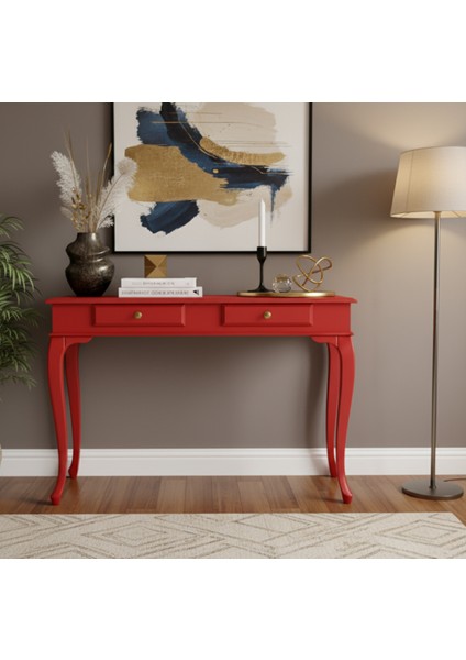 110 cm Masif Lükens Kırmızı Çalışma Masası