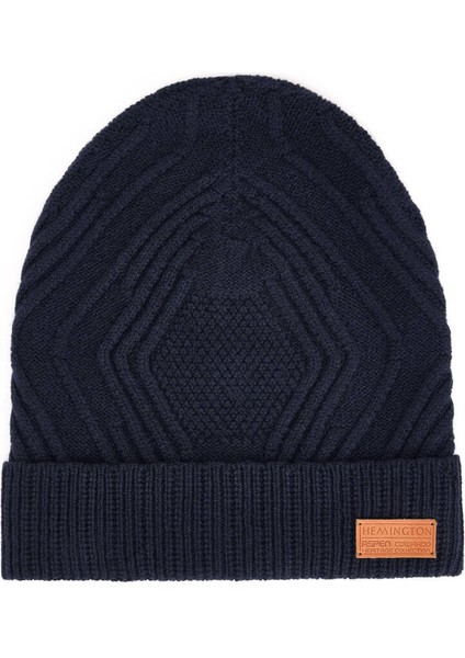 Merino Yün Kaşmir Karışım Desenli Lacivert Bere fırsatları