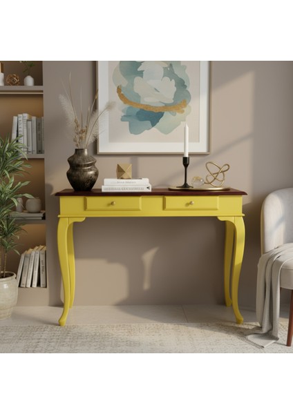 120 cm Masif Lükens Sarı Ceviz Çalışma Masası