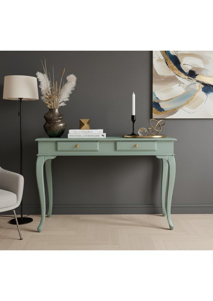 120 cm Masif Lükens Su Yeşili Çalışma Masası