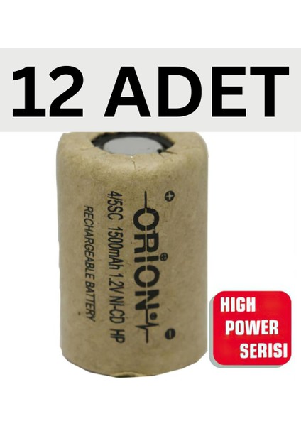 1.2V Ni-Cd 4/5sc 1500MAH Şarj Edilebilir Pil - Hp - 12 Adet