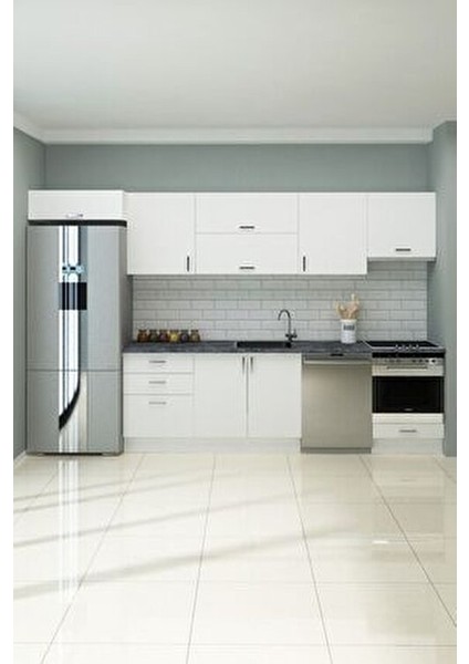 Elvan Mutfak Dolabı Melamin Malzeme ile 350 cm Genişlikte Modern Tasarım