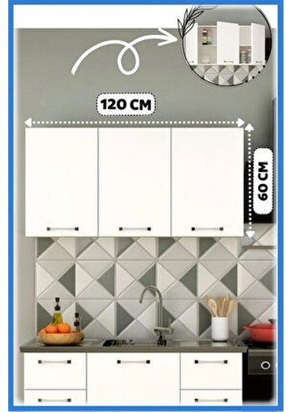 Panovit 120 cm Mini Mutfak Üst Melamin Kaplama Geniş Depolama Alanı ile fırsatları