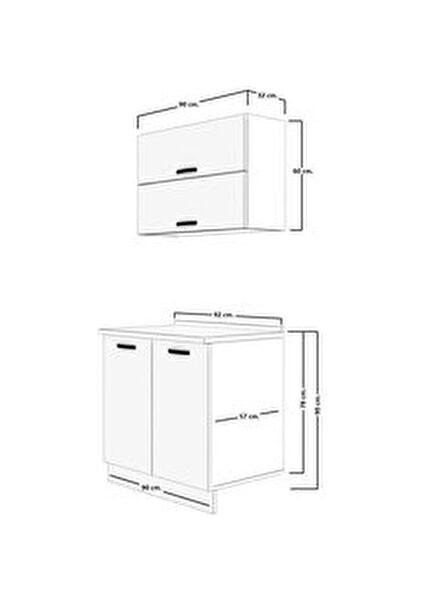 Mini Mutfak Dolabı MDF Doğal Ceviz Renk 90x55x85 cm Modern Tasarım fiyatları