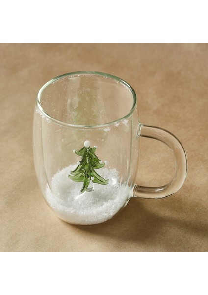 New Year Yılbaşı Pia Frosty Pine Tree Çift Cidarlı Cam Kupa 350 ml modelleri