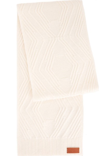 Merino Yün Kaşmir Karışım Desenli Beyaz Atkı fırsatları