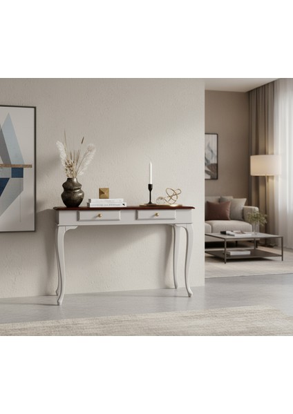 100 cm Masif Lükens Açık Gri Ceviz Çalışma Masası