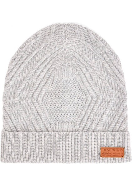 Merino Yün Kaşmir Karışım Desenli Açık Gri Bere fırsatları