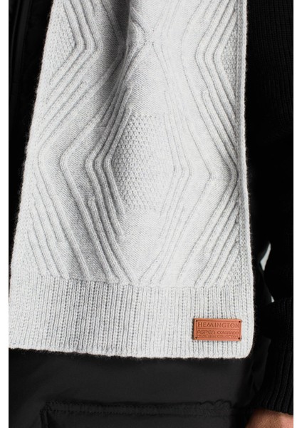 Merino Yün Kaşmir Karışım Desenli Açık Gri Atkı modelleri