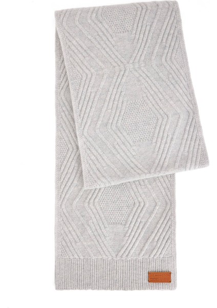 Merino Yün Kaşmir Karışım Desenli Açık Gri Atkı fırsatları