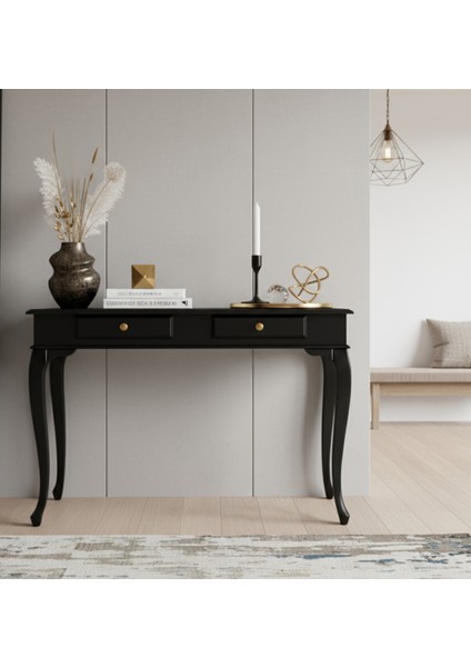 110 cm Masif Lükens Siyah Çalışma Masası