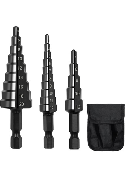 3 Adet 3-12MM 4-12MM 4-20MM Hss Düz Yivli Kademeli Matkap Ucu Seti Ahşap Metal Delik Kesici Çekirdek Matkap Ucu Seti (Yurt Dışından)