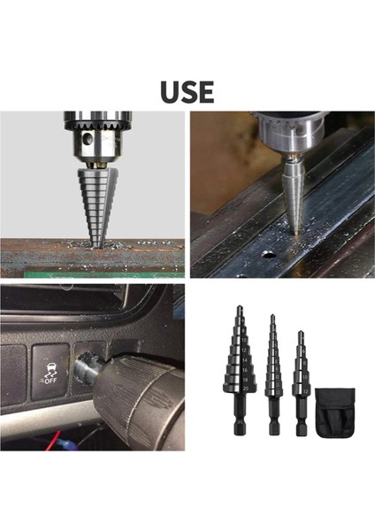 3 Adet 3-12MM 4-12MM 4-20MM Hss Düz Yivli Kademeli Matkap Ucu Seti Ahşap Metal Delik Kesici Çekirdek Matkap Ucu Seti (Yurt Dışından) fırsatları