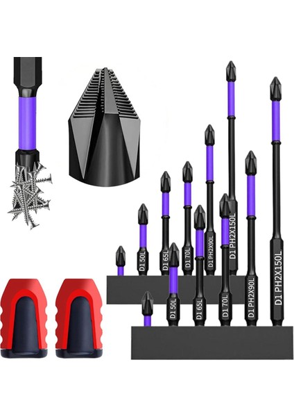Yüksek Sertlik ve Güçlü Manyetik Uç, Darbeye Dayanıklı Güçlü Manyetik Kaymaz Uç, Manyetik Matkap Tornavida Uçları, (12 Adet) (Yurt Dışından) fiyatları