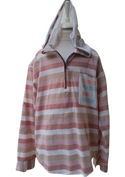 Erkek Çocuk Kapüşonlu Kahverengi Çizgili Gömlek – %100 Pamuk, Esnek ve İnce Kumaş indirimleri