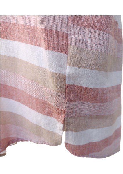 Erkek Çocuk Kapüşonlu Kahverengi Çizgili Gömlek – %100 Pamuk, Esnek ve İnce Kumaş