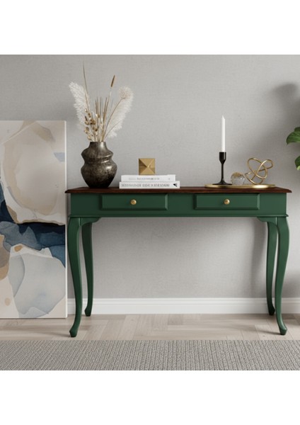 120 cm Masif Lükens Yeşil Ceviz Çalışma Masası