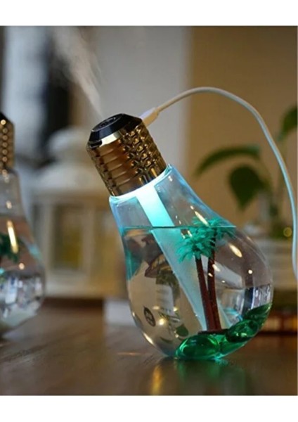 Ampul Şeklinde LED Işıklı Hava Nemlendirici – USB Su Buhar Makinesi, Mini Aroma Difüzör, Masa Üstü Dekoratif Humidifier fırsatları