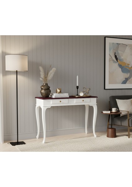 110 cm Masif Lükens Beyaz Ceviz Çalışma Masası