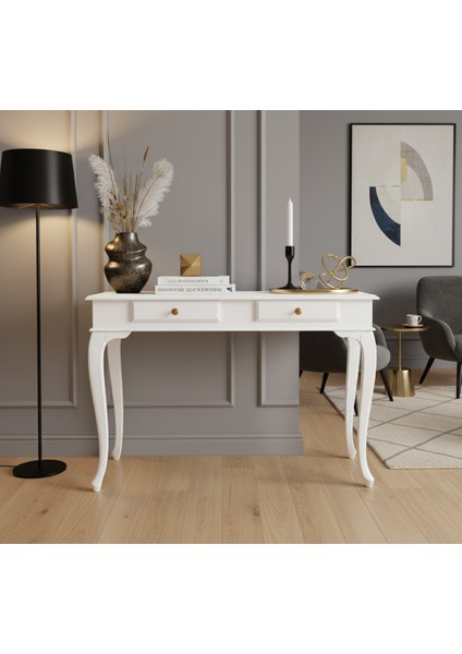 100 cm Masif Lükens Beyaz Çalışma Masası