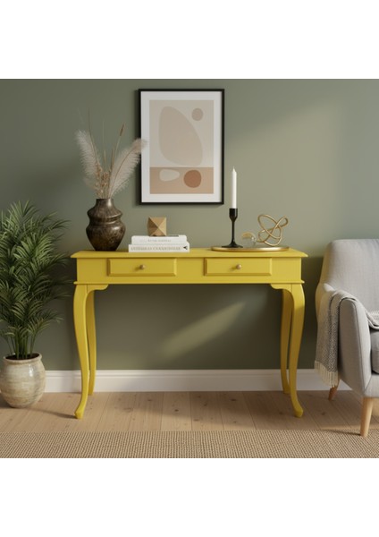 110 cm Masif Lükens Sarı Çalışma Masası
