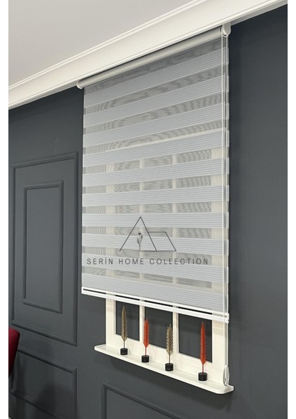 Gri Dar Plise Zebra Stor Perde (Dayanıklı Alüminyum Kasa) modelleri