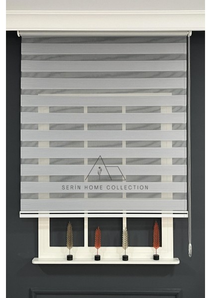 Gri Dar Plise Zebra Stor Perde (Dayanıklı Alüminyum Kasa)