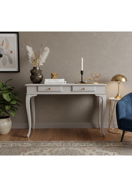 120 cm Masif Lükens Açık Gri Çalışma Masası